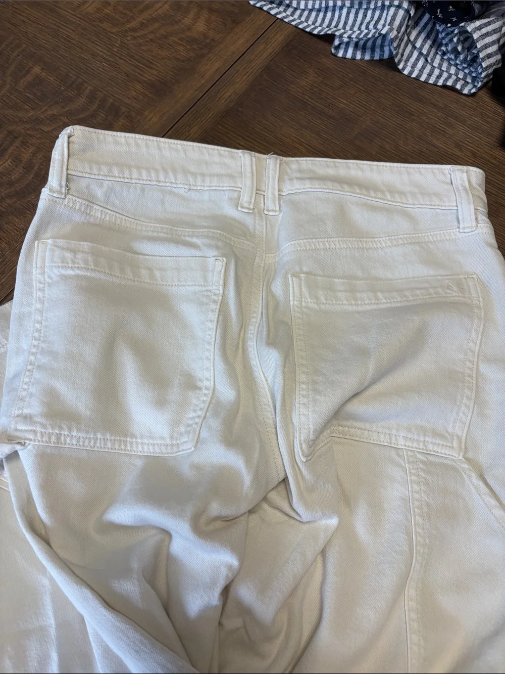 Women’s cream Carpenter Pants - Wide Leg Casual Trousers